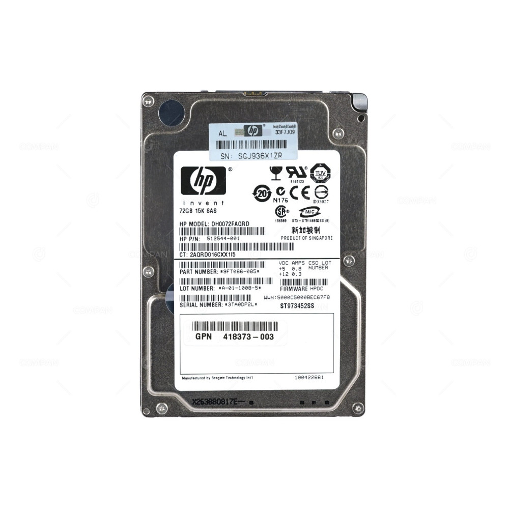 512544-001 HP HDD 72GB 15K SAS 6G 2.5" SFF